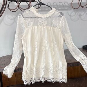Ultra Pink Lace Blouse - Cream